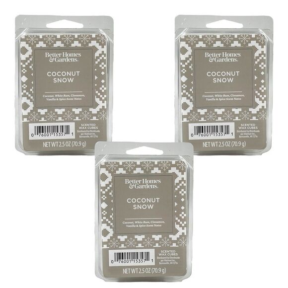 3-Pack BH&G COCONUT SNOW Wax Cube Melts Winter Holiday Food Tropical Christmas - Picture 11 of 16